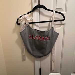 Gray Alabama Corset Top with White Ribbon Straps